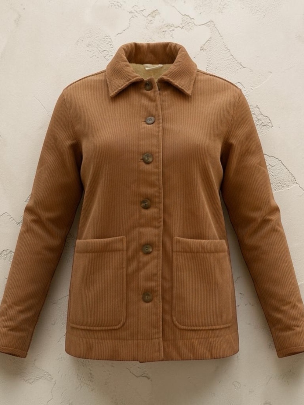 Women's Corduroy Button-Front Jacket - Tan